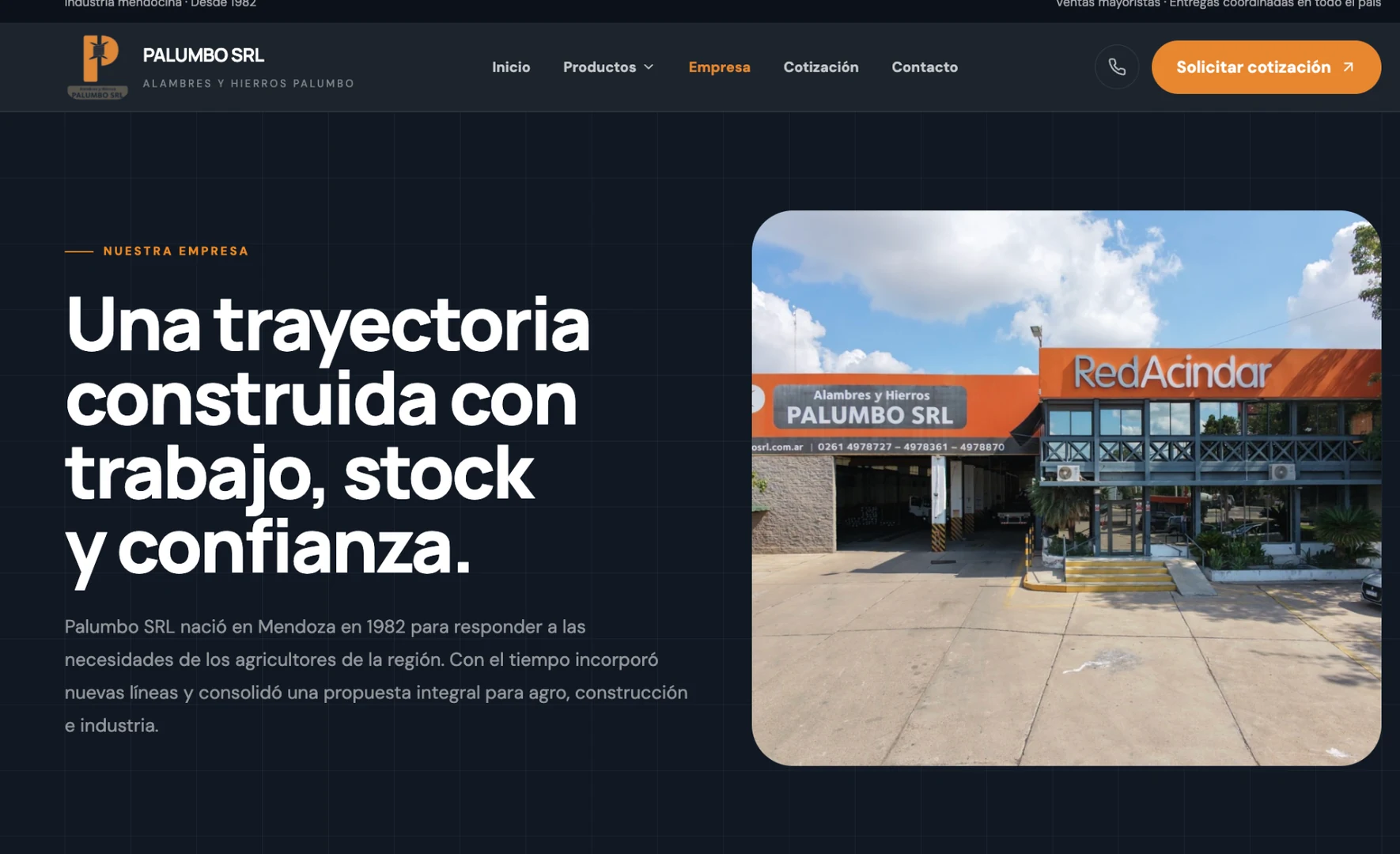 Captura real de la página Empresa de Palumbo SRL con fachada del local
